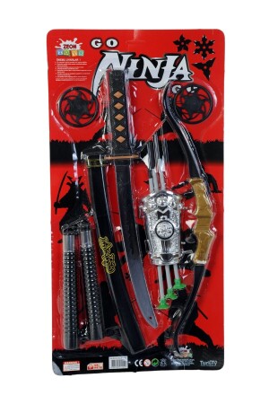 Ninja Samurai Fighting Battle Set Pfeil Bogen Schwert Schild Nunchuck Ninja Star Wurfmesser 10-teilig - 5