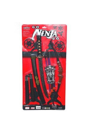 Ninja Samurai Fighting Battle Set Pfeil Bogen Schwert Schild Nunchuck Ninja Star Wurfmesser 10-teilig - 6