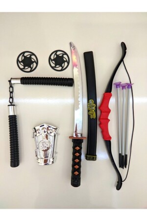 Ninja Samurai Kampf Kampf Set Pfeil Bogen Schwert Schild Nunchuk Ninja Stern Wurfmesser 10 Stück OKYAYSET - 5