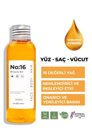 No:16 Nemlendirici Besleyici Yenileyici Işıltı Verici Mucizevi Onarıcı Bakım Yağı 100 ml - 3