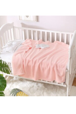 Nomi Babydecke Rosa Neugeborenes Babybett Kinderwagen Swaddle Plüschdecke 100 x 120 cm MRTNOMİBTNY1 - 9