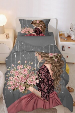 Nostalgische Blumen-Prinzessin-Mädchen-gemustertes Einzelbett-Baby-Kinder-Bettwäsche-Set BD033-N - 2