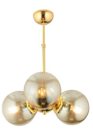 Novento 3-teilige moderne Hängelampe aus goldenem Honigglas für Küche und Wohnzimmer, Kronleuchter 3824-03-GD - 5