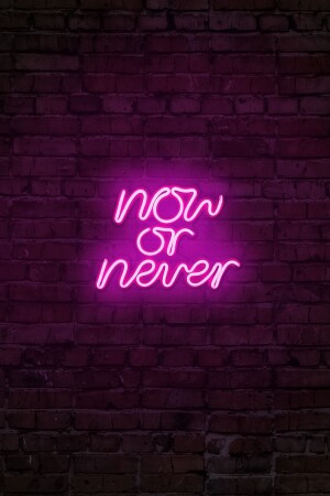 - Now Or Never - Led Dekoratif Duvar Aydınlatması Neon Duvar Yazısı Sihirli Led Mesajlar -neongraph DEC010037 - 2