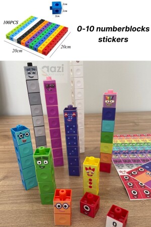 Numberblocks 100 Parça Geçmeli Matematik Küpleri - Snapcubes - 0-10 Stickers gazinumberblocksset - 2