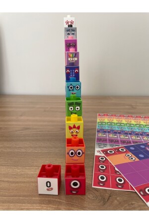 Numberblocks 100 Parça Geçmeli Matematik Küpleri - Snapcubes - 0-10 Stickers gazinumberblocksset - 5