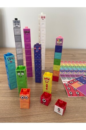 Numberblocks 100 Parça Geçmeli Matematik Küpleri - Snapcubes - 0-10 Stickers gazinumberblocksset - 6