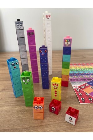 Numberblocks 100 Parça Geçmeli Matematik Küpleri - Snapcubes - 0-10 Stickers gazinumberblocksset - 7