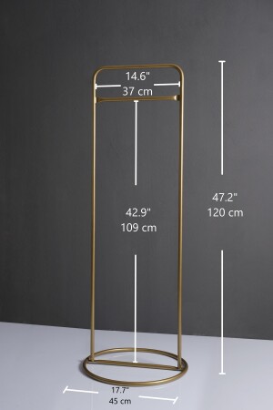 Oba Metal Konfeksiyon Askılığı Gold Renk Askılık Elbise Askılığı Ayaklı Askılık Kıyafet Askılığı FecGoldOba45cm - 8