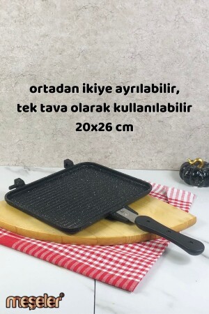 Ocak Üstü Granit Döküm El Tost Ve Çok Amaçlı Grill Tava Siyah mslr0013 - 6