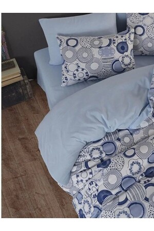 Ocean Double Sided Blue White Double Sheet Cotton Duvet Cover Set NallsÇftOkyanus2023 - 3