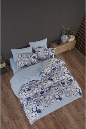 Ocean Double Sided Blue White Double Sheet Cotton Duvet Cover Set NallsÇftOkyanus2023 - 5