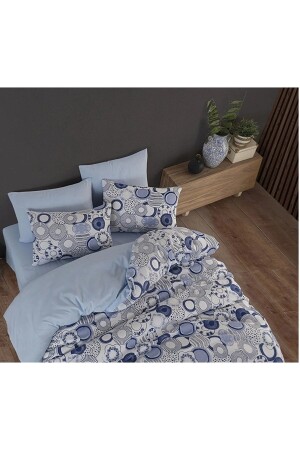 Ocean Double Sided Blue White Double Sheet Cotton Duvet Cover Set NallsÇftOkyanus2023 - 6