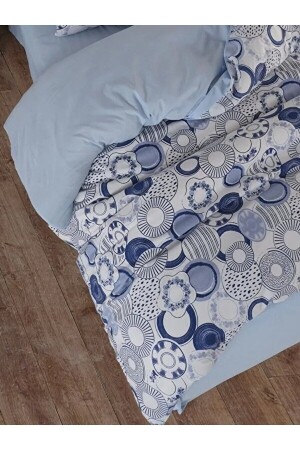 Ocean Double Sided Blue White Double Sheet Cotton Duvet Cover Set NallsÇftOkyanus2023 - 8