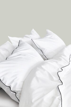 Off-White Basic Plain Cotton Black Paspeln Hotel Series Doppel-Bettbezug-Set RHN2070 - 8