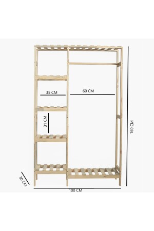 Offener Holz-Kleiderbügel ohne Abdeckung, Kleiderschrank-Kleiderbügel, 30 x 100 x 160 cm, 250060 - 7