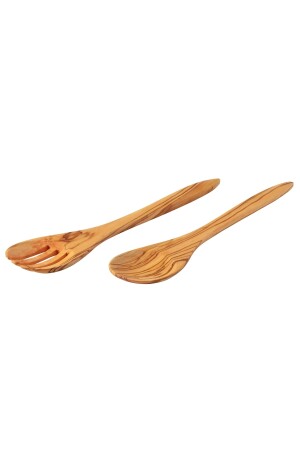 Olivenbaum 30 cm. Salat-Servierset, Holzlöffel und Gabel handgefertigt DCOW2PCS - 8