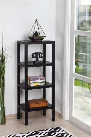 Ombeg dekorativer 4-lagiger (gerader) Mehrzweck-Badezimmer-Organizer, Blumentopf-Bücherregal, schwarzes 4-lagiges Ombeg - 2