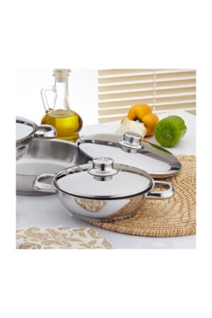 Omelette-Set aus Stahl, 3-teilig, mit Stahldeckel, 16/18/20 cm - 5