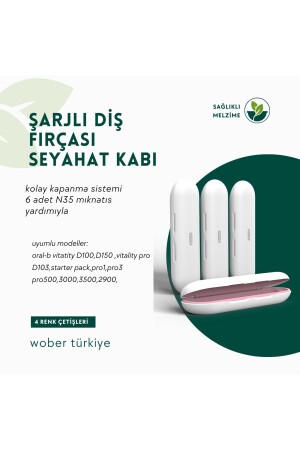 Oral-b Vitality kompatibler Aufbewahrungsbehälter – Schutzhülle für wiederaufladbare/elektrische Zahnbürsten – Reisebox (ROSA) - 4