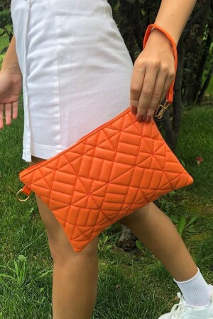 Orange gemusterte Portfolio-Clutch für Damen, 25 x 19 cm - 2