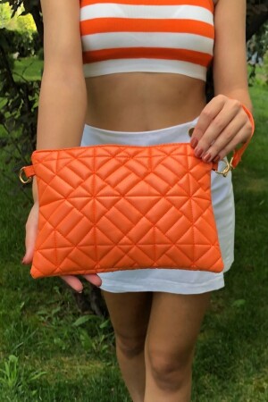 Orange gemusterte Portfolio-Clutch für Damen, 25 x 19 cm - 6