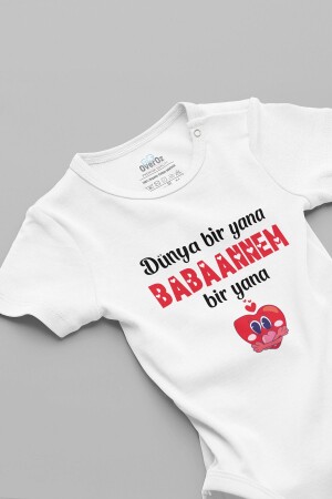 Organik %100 Pamuk Dünya Bir Yana Babaannem Biryana Yazılı Bebek Body Bebek Badi Çıtçıtlı Zıbın 5721 - 1