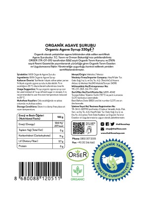 Organik Agave Şurubu 330 G (vegan, Bitkisel, Rafine Edilmemiş Şeker Alternatifi) 8680088120511 - 7