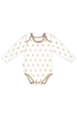 Organik Pamuk Yenidoğan & Bebek 3'lü Uzun Kollu Çıtçıtlı Bodysuit Unisex(KAHVERENGİ & KREM & YEŞİL) GBS221021 & GBS221022 & GBS221023 - 4