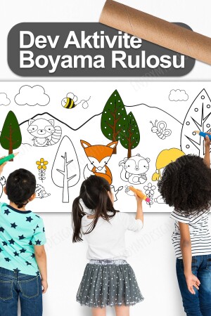 Orman Hayvanları Aktivite Boyama Kağıdı 2.5 Metre Rulo - Bebek Ve Çocuk Için Eğitici Aktivite Kağıdı C03A - 8