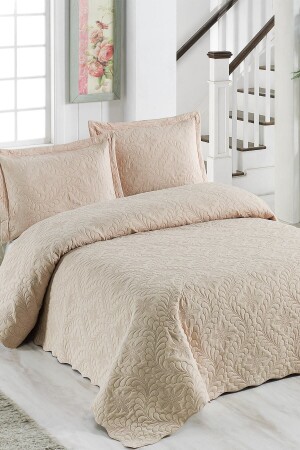 Örtüm Ivy Cappuccino Çift Kişilik Microfiber Kapitone Yatak Örtüsü - 3