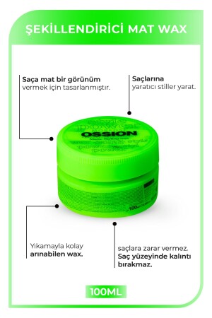 Ossion Matte Styling Wax Yeşil 100 ml X 2 Adet - 4