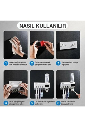 Otomatik Diş Macunu Sıkacağı Ve Sterilizatö 4 Adet Diş Fırçası Tutuculu brandshop66113298 - 6