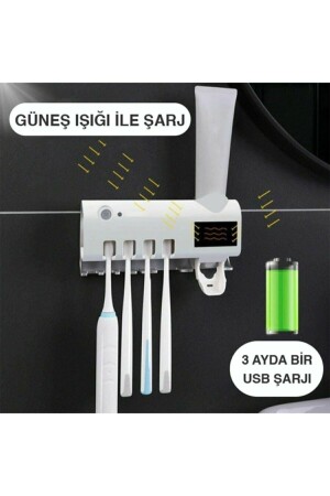 Otomatik Diş Macunu Sıkacağı Ve Sterilizatö 4 Adet Diş Fırçası Tutuculu brandshop66113298 - 8