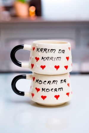 Outlet Handgezeichnete Keramiktasse – Valentinstag „My Wife and My Husband and My Husband“ Besondere 2-teilige Tasse - 2