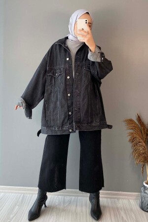 Oversize-Jeansjacke mit zwei Taschen - 1