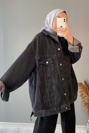 Oversize-Jeansjacke mit zwei Taschen - 4