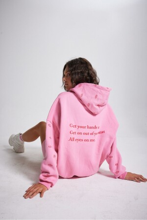 Oversize Kapüşonlu Unisex Eye Sweatshirt Pembe HLEYESWEAT - 2