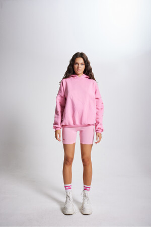 Oversize Kapüşonlu Unisex Eye Sweatshirt Pembe HLEYESWEAT - 8