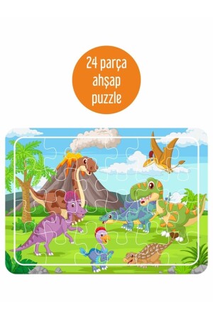 Oyun Zamanı- Sevimli Dinazorlar- Deniz Canlıları- Sevimli Hayvanlar Ahşap 4'lü Puzzle Seti - 5