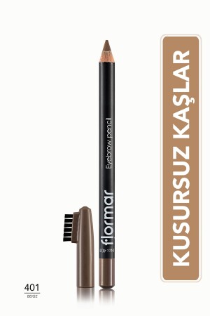 Özel Fırça Kapaklı Kaş Kalemi (AÇIK KAHVERENGİ) - Eyebrow Pencil - 401 Beıge - 8690604109418 - 2