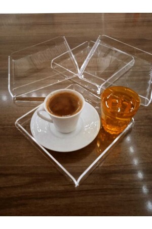 Ozmrt Transparente Plexiglas-Kaffeepräsentation 16 x 16 cm (4 Artikel) 8956 - 4