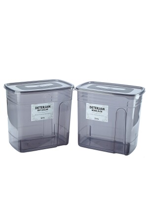 Packung mit 2 skalierten, beschrifteten Waschmittelfarben – weiße Dose/Box, Badezimmer-Organizer, 3,5 Liter, Mindestwaschmittel3 - 6