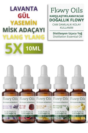 Packung mit 5 Bestsellern: Lavendelöl, Rosenöl, Jasminöl, Muskatellersalbeiöl, ätherisches Ylang-Ylang-Öl TYC00544710306122 - 3