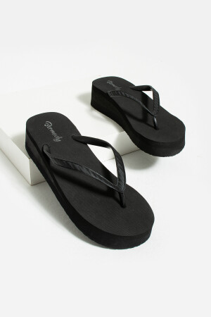 Pamela Schwarze Plateau-Flip-Flops. PVC schadet nicht. Strand-Slipper-Flip-Flops - 5