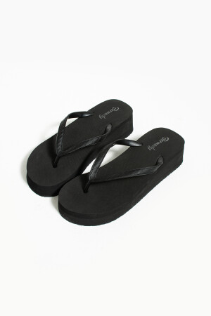 Pamela Siyah Platform Parmak Arası Pvc Acıtmaz Plaj Terliği Flip Flops - 4