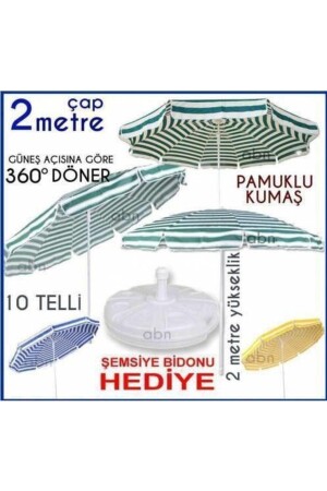 Pamuklu Kumaş Büyük Boy Açı Verilen 2 Mt Şemsiye Su Bidonu Beraber Bahçe,balkon,teras,plaj Şemsiyesi es-2020-07-09-20 - 2