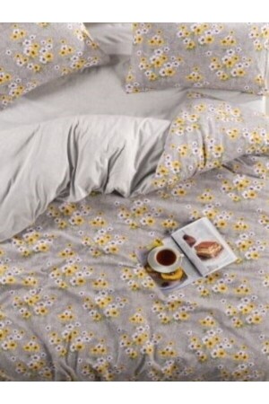 Papatya Double Sided Yellow Grey Double Sheet Cotton Duvet Cover Set NallsPapatyaNevtak - 6