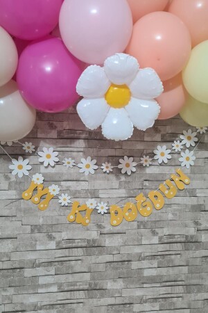 Papatya Tema 2li Set Banner İyi Ki Doğdun Papatya Konsept Duvar Süsü - 1