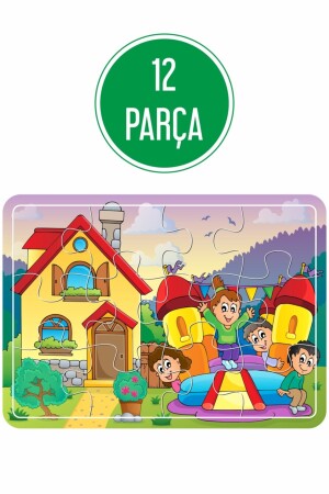 Parkta Oyun, Kışın Kar, Uyku Vakti, Denizde Oyun 4'lü Ahşap Puzzle Set Puz1711 - 6